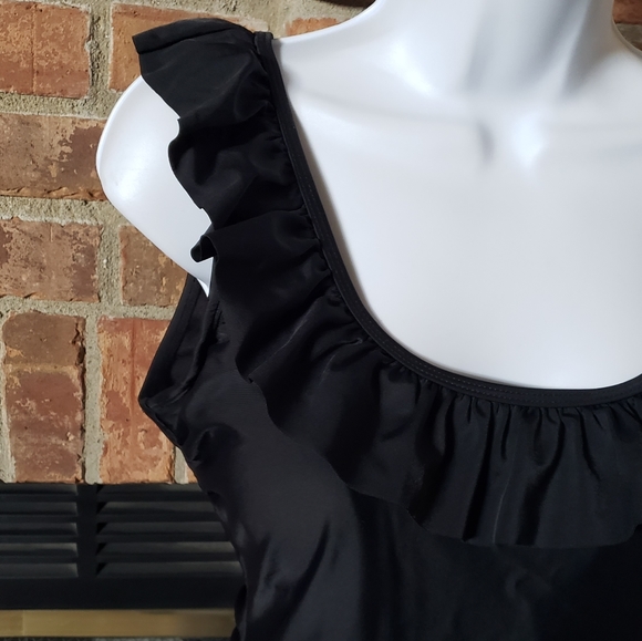NWT Sugar Coast by Lolli Black Ruffled One Piece Swimsuit S in white M in black - Picture 3 of 6
